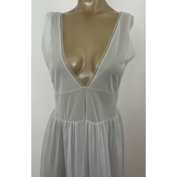 Vintage Miss Bonnie Nylon Nightgown Women's 34 Blue Sheer Long Gown - Picture 2 of 8